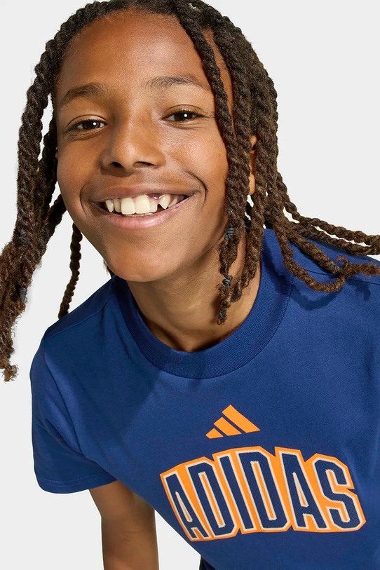 adidas t-shirt bawełniany dziecięcy KD3454 niebieski