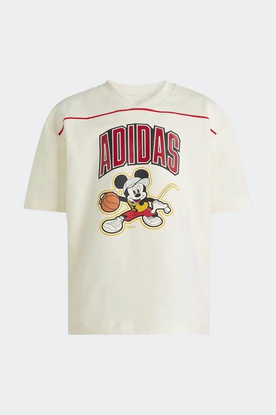 adidas t-shirt oversize dziecięcy z bawełną DISNEY JZ7673 beżowy SS26