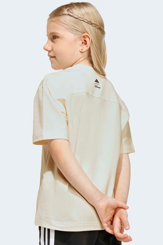adidas t-shirt oversize dziecięcy z bawełną DISNEY beżowy JZ7673