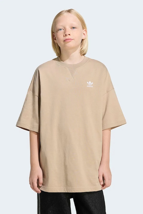 adidas Originals t-shirt bawełniany dziecięcy aplikacja beżowy KE0397