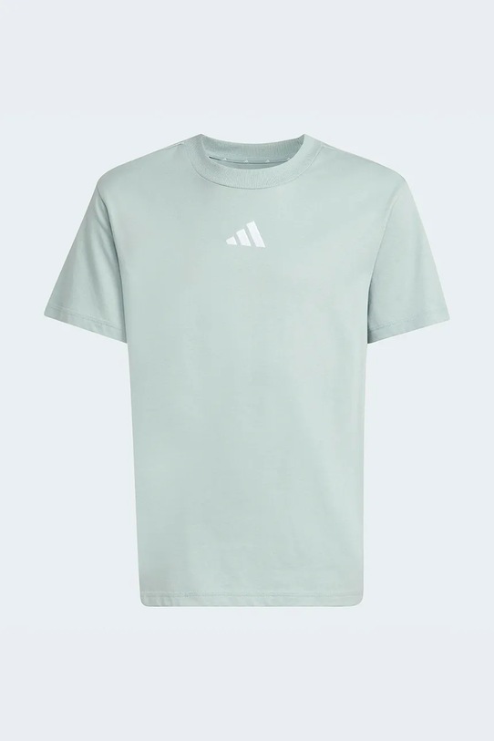 adidas t-shirt bawełniany dziecięcy KD3367 turkusowy SS26