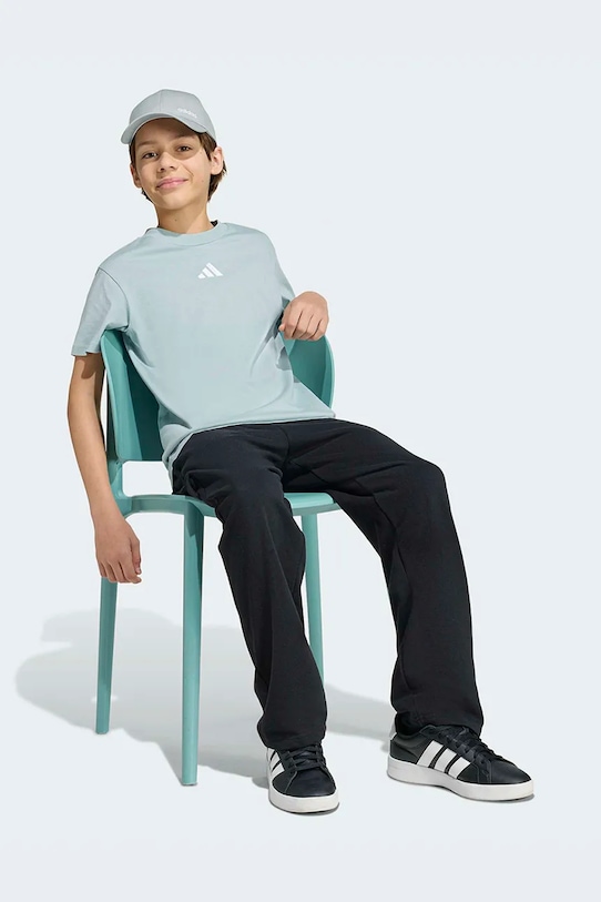 adidas t-shirt bawełniany dziecięcy turkusowy KD3367