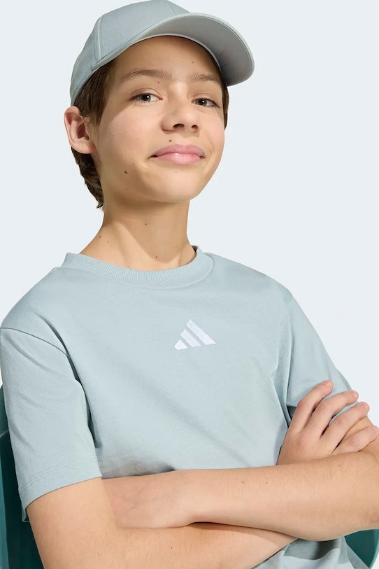 adidas t-shirt bawełniany dziecięcy KD3367 turkusowy