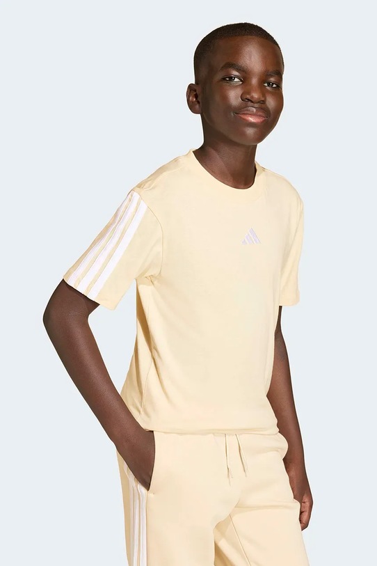 Παιδικό βαμβακερό μπλουζάκι adidas απλικέ κίτρινο KD8552