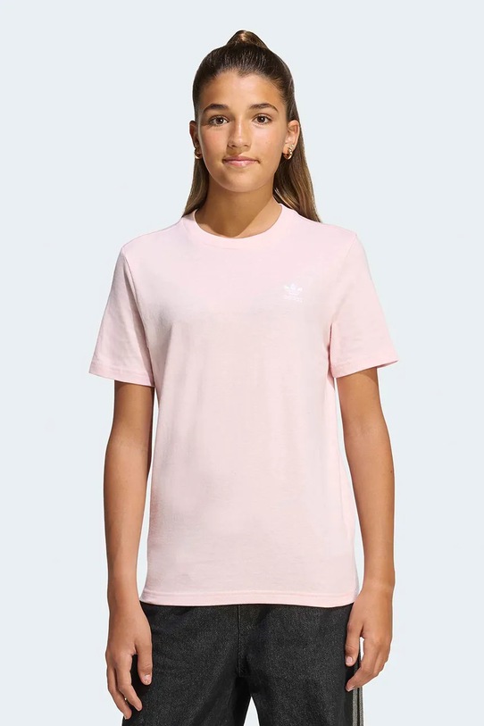 Παιδικό βαμβακερό μπλουζάκι adidas Originals ροζ KE3746