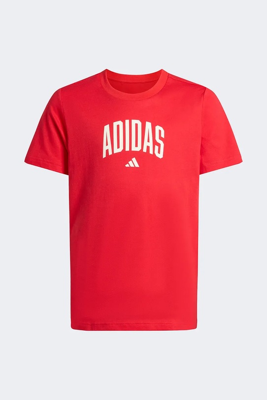 Παιδικό βαμβακερό μπλουζάκι adidas KE1335 κόκκινο SS26