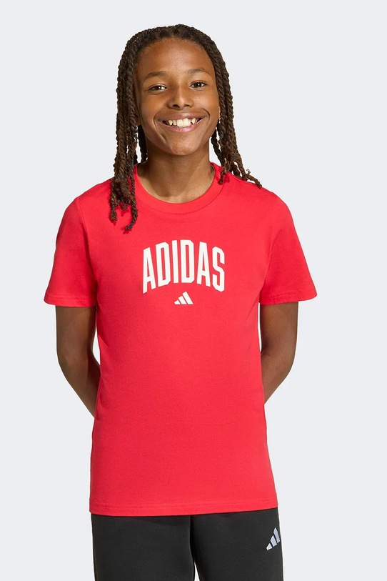 Παιδικό βαμβακερό μπλουζάκι adidas κόκκινο KE1335