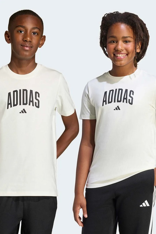 adidas t-shirt bawełniany dziecięcy nadruk biały KE1347
