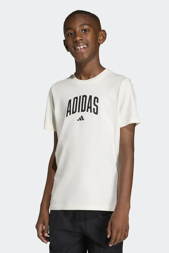 adidas t-shirt bawełniany dziecięcy biały KE1347