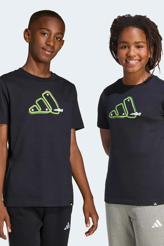 adidas t-shirt bawełniany dziecięcy nadruk czarny KA0513