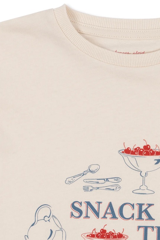 Chłopiec Konges Sløjd t-shirt bawełniany dziecięcy FAMO TEE GOTS KS104807.PPY2 beżowy