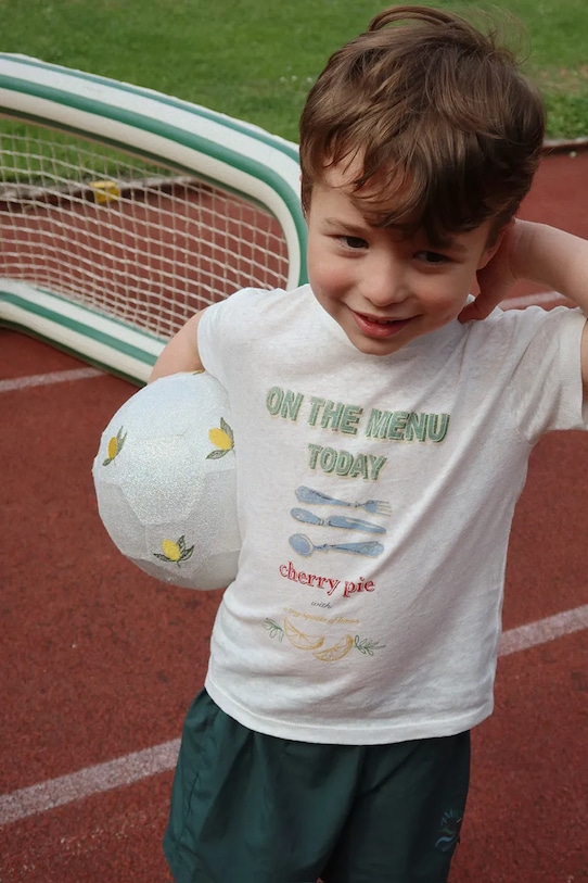 Konges Sløjd t-shirt dziecięcy ERA TEE OCS okrągły biały KS104784.PPY2