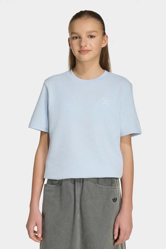 adidas Originals tricou pentru copii de bumbac albastru KD5529