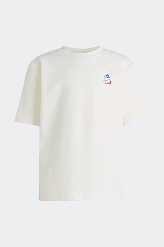 adidas t-shirt dziecięcy bawełniany z elastanem Marvel JZ3572 beżowy SS26