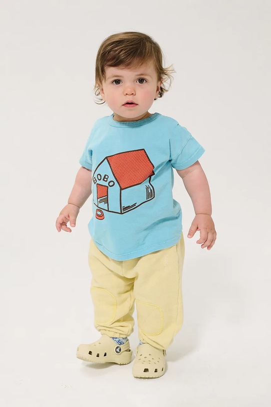 Chłopiec Bobo Choses t-shirt bawełniany niemowlęcy Pickles is at Home 126AB013 niebieski
