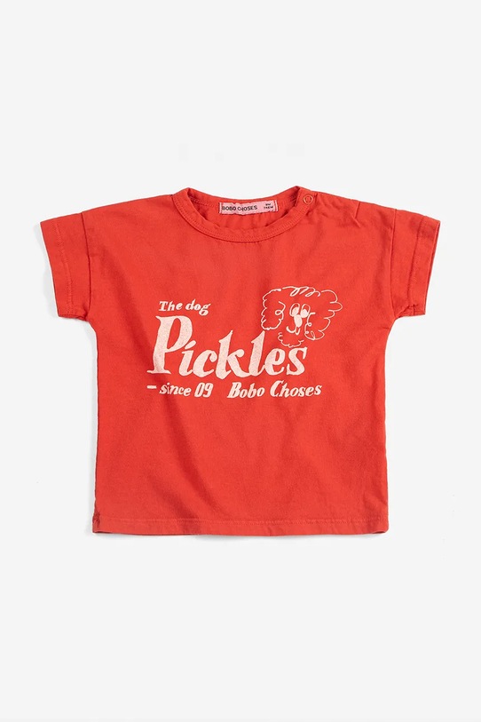 Bobo Choses t-shirt bawełniany niemowlęcy Pickles The Dog 126AB015 czerwony SS26