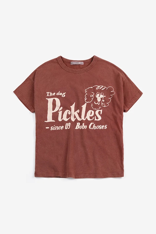 Bobo Choses gyerek pamut póló Pickles The Dog 126AC005 barna SS26