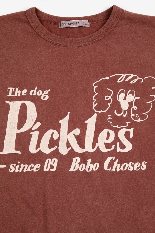 Chłopiec Bobo Choses t-shirt bawełniany dziecięcy Pickles The Dog 126AC005 brązowy
