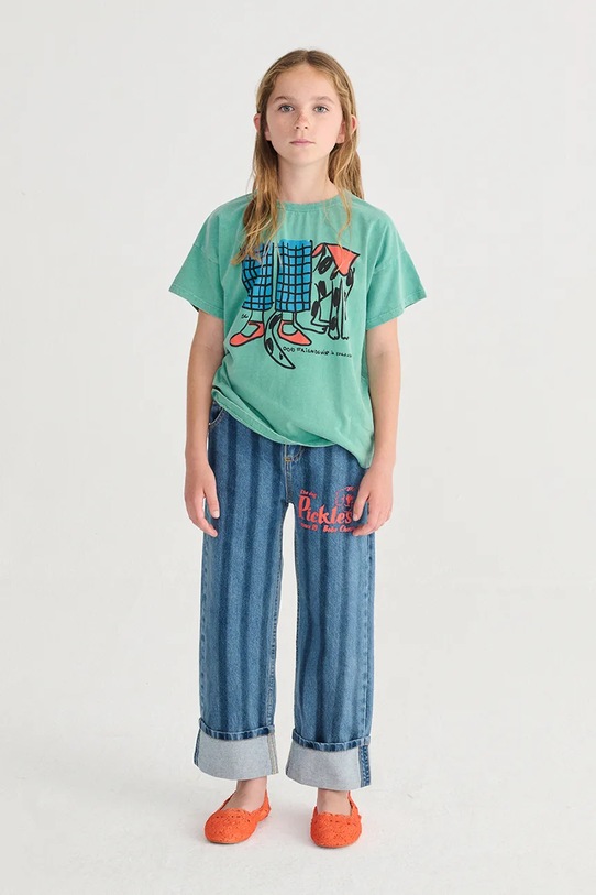 Bobo Choses t-shirt bawełniany dziecięcy Dog Friendship turkusowy 126AC006