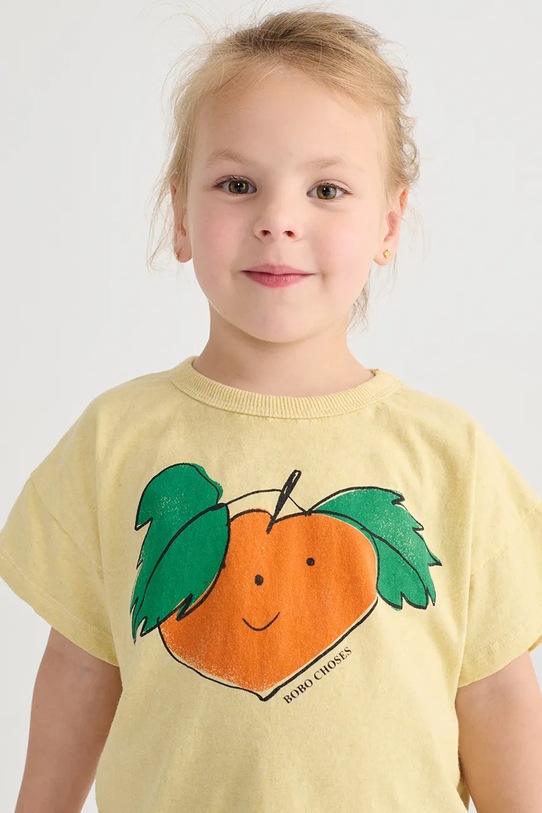 Bobo Choses t-shirt bawełniany dziecięcy Tangerine żółty 126AC008