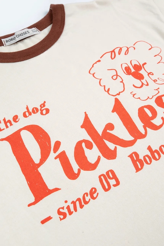 Fiú Bobo Choses gyerek pamut póló Pickles The Dog 126AC017 bézs