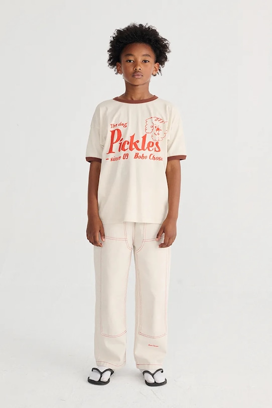 Bobo Choses gyerek pamut póló Pickles The Dog bézs 126AC017