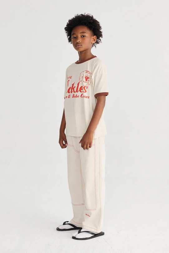 Bobo Choses t-shirt bawełniany dziecięcy Pickles The Dog 126AC017 beżowy