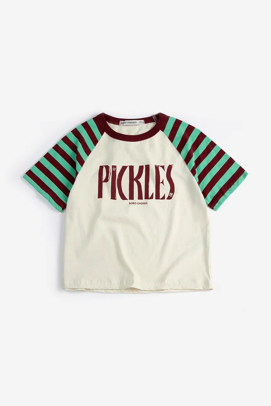 Bobo Choses t-shirt bawełniany dziecięcy Spicy Pickles 126AC021 beżowy SS26