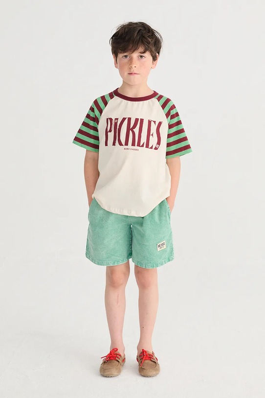 Bobo Choses t-shirt bawełniany dziecięcy Spicy Pickles 126AC021 beżowy