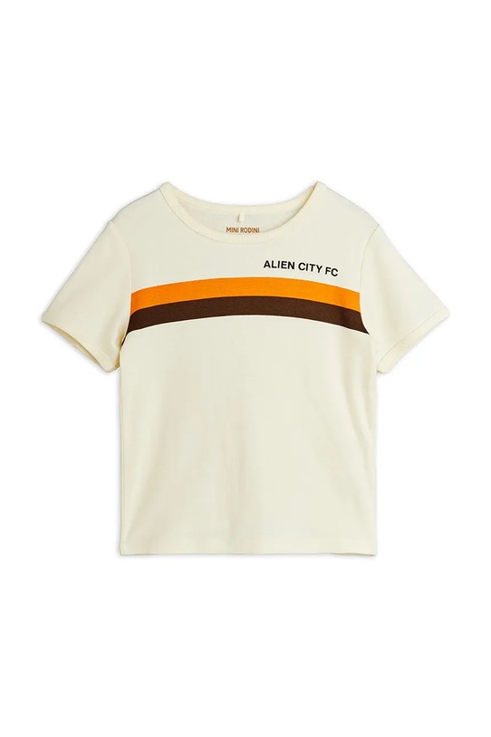 Mini Rodini t-shirt dziecięcy bawełniany Alien City FC beżowy 26220116