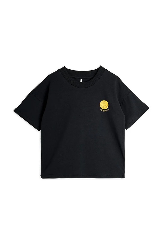 Mini Rodini kratka majica otroška z bombažem Planet 26220140 črna SS26