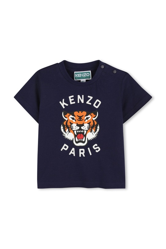 Μωρό βαμβακερό μπλουζάκι Kenzo Kids στάμπα σκούρο μπλε K61718.71.81