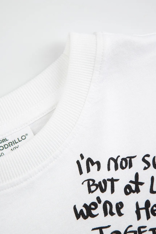 Deklice Otroška bombažna kratka majica Coccodrillo WC6143211VBA bela