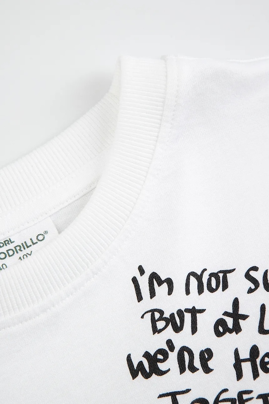 Deklice Otroška bombažna kratka majica Coccodrillo WC6143211VBA bela