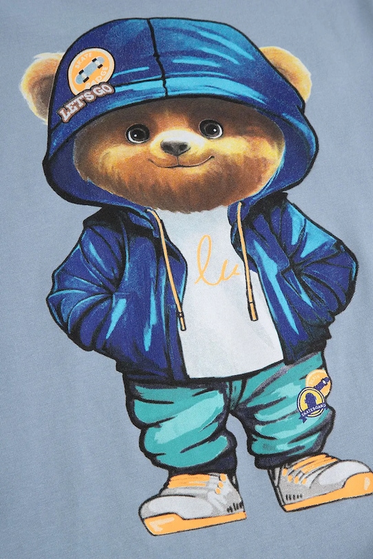 Детска памучна тениска Coccodrillo син WC6143213VBA