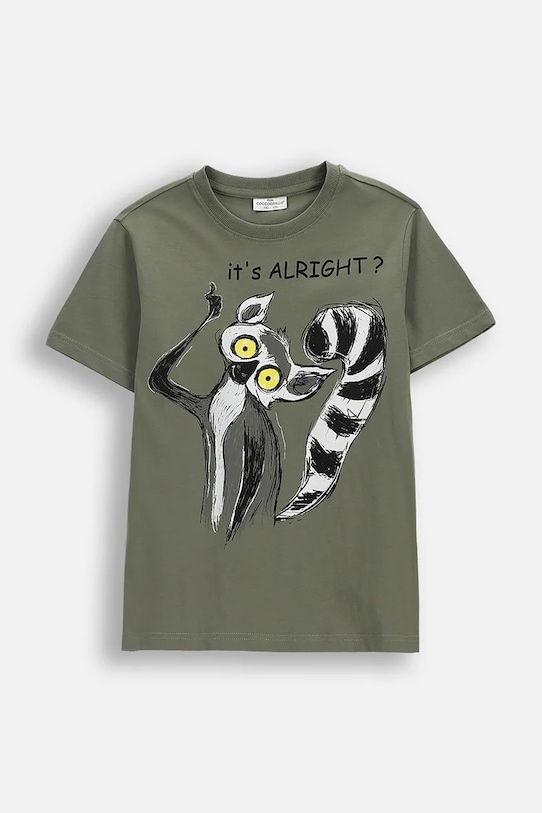 Детска памучна тениска Coccodrillo памук зелен WC6143214VBA