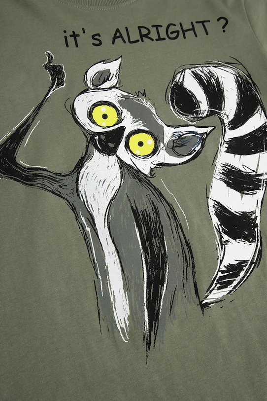 Детска памучна тениска Coccodrillo зелен WC6143214VBA