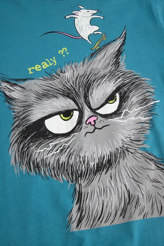 Детска памучна тениска Coccodrillo тюркоазен WC6143215VBA