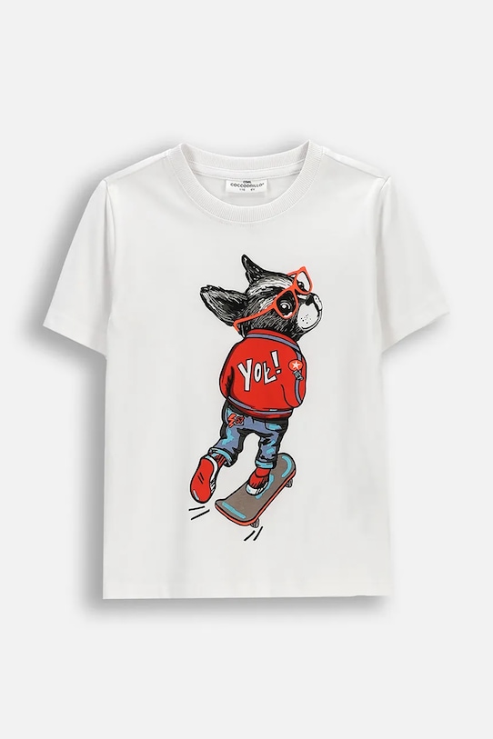 Детска памучна тениска Coccodrillo памук бял WC6143233VBA