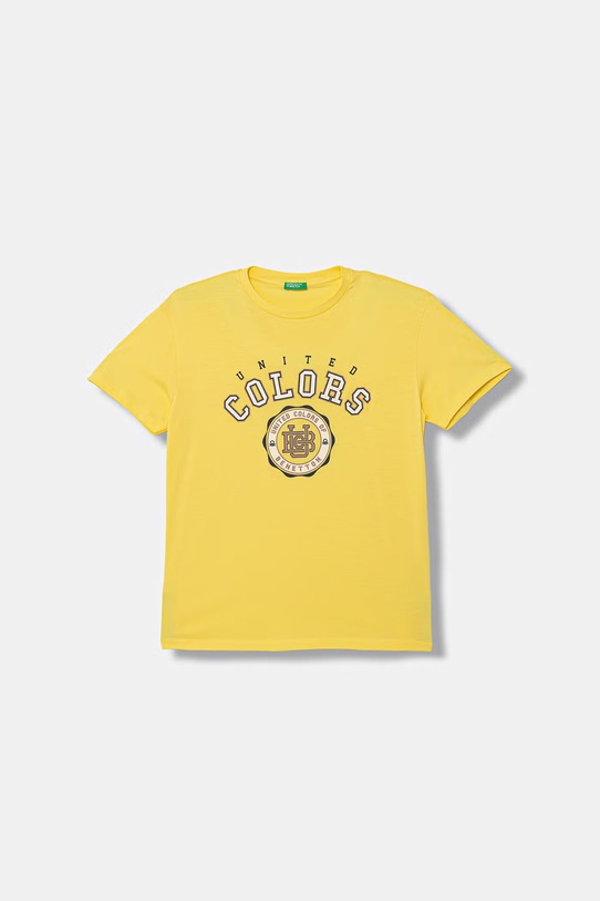 United Colors of Benetton t-shirt dziecięcy bawełniany żółty 3I1XC10S4.G.Stagionale