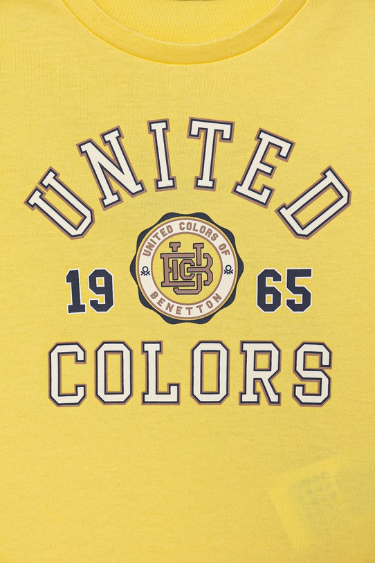 Chłopiec United Colors of Benetton t-shirt dziecięcy z bawełną 3I1XG10LK.P.Stagionale żółty