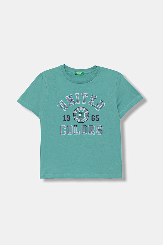 United Colors of Benetton t-shirt dziecięcy z bawełną turkusowy 3I1XG10LK.P.Stagionale