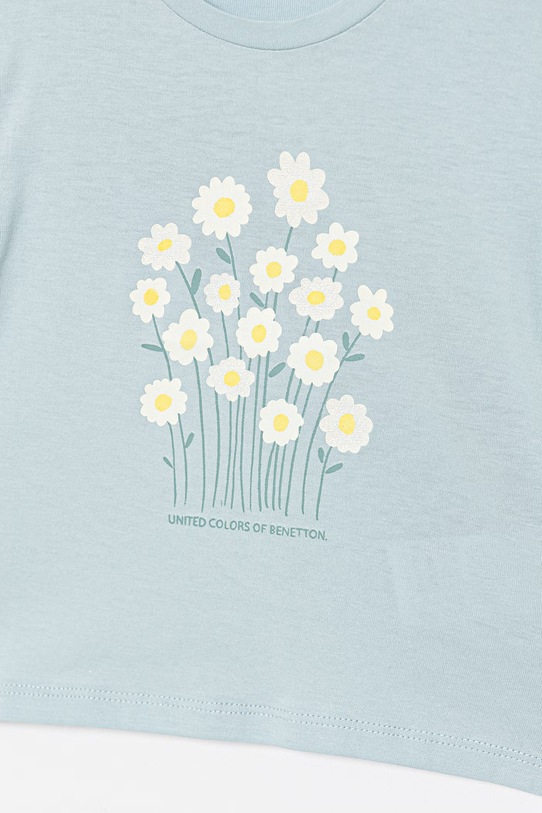 Deklice United Colors of Benetton kratka majica otroška bombažna 3I1XA1076.W.Stagionale modra