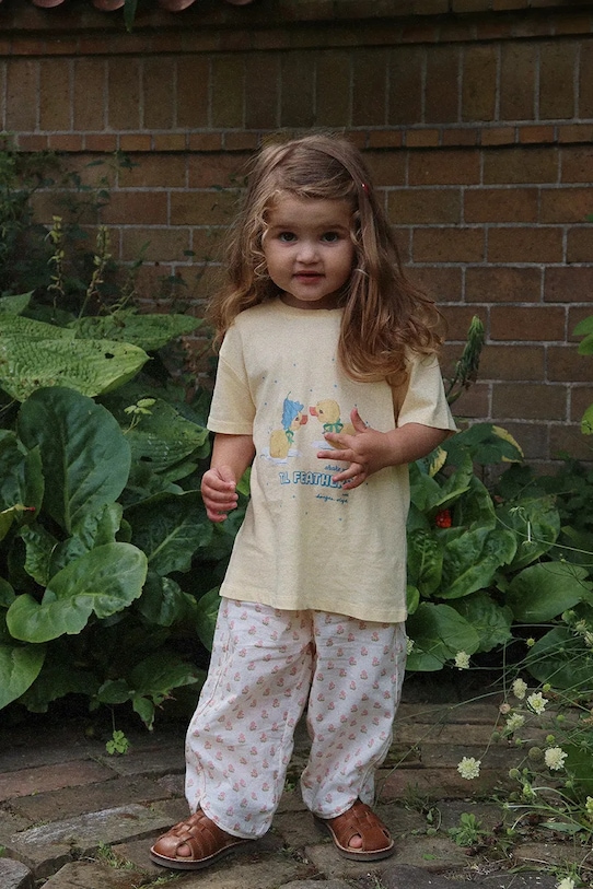 Konges Sløjd тениска за деца с ленена смес ERA TEE OCS жълт KS105359.PPY2