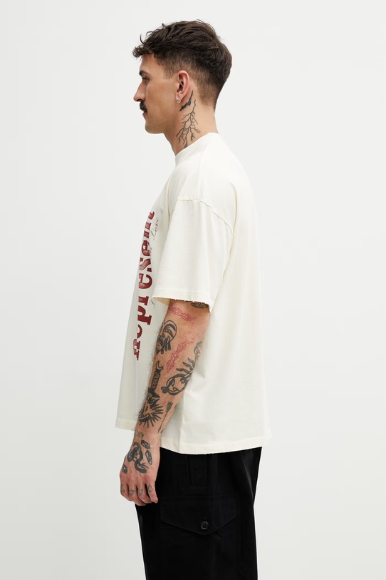 LOADED WITH LOVE T-shirt męski bawełniany MLM100682.30 beżowy SS26