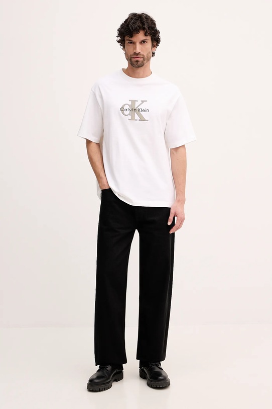 Calvin Klein Jeans t-shirt bawełniany LV04RE815G beżowy SS26