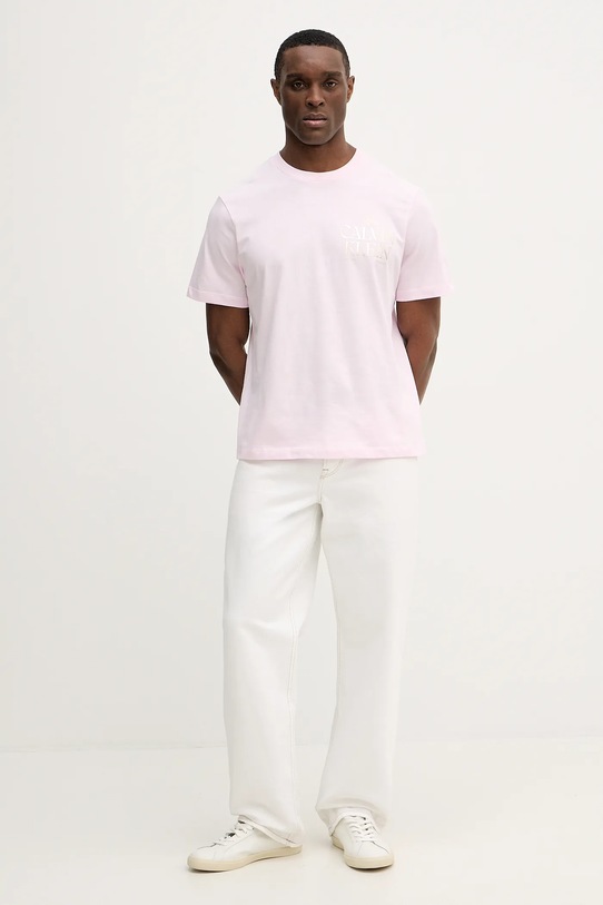 Βαμβακερό μπλουζάκι Calvin Klein Jeans LV14RE801G ροζ SS26