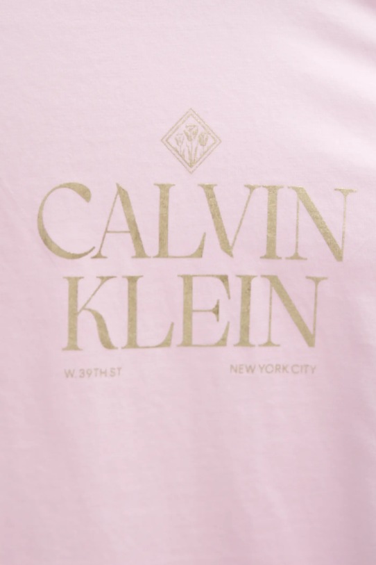 Βαμβακερό μπλουζάκι Calvin Klein Jeans LV14RE801G ροζ