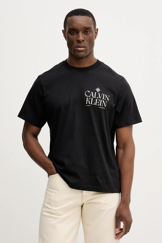 Βαμβακερό μπλουζάκι Calvin Klein Jeans βαμβάκι μαύρο LV14RE801G