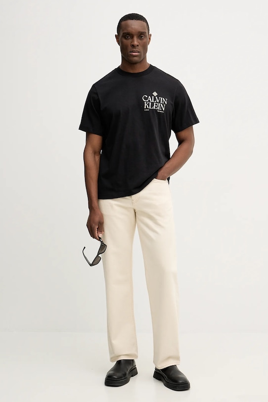 Βαμβακερό μπλουζάκι Calvin Klein Jeans LV14RE801G μαύρο SS26